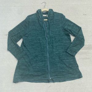 LOGO by Lori Goldstein Heather Green Long Sleeve Zip Up Jacket w/ Hood